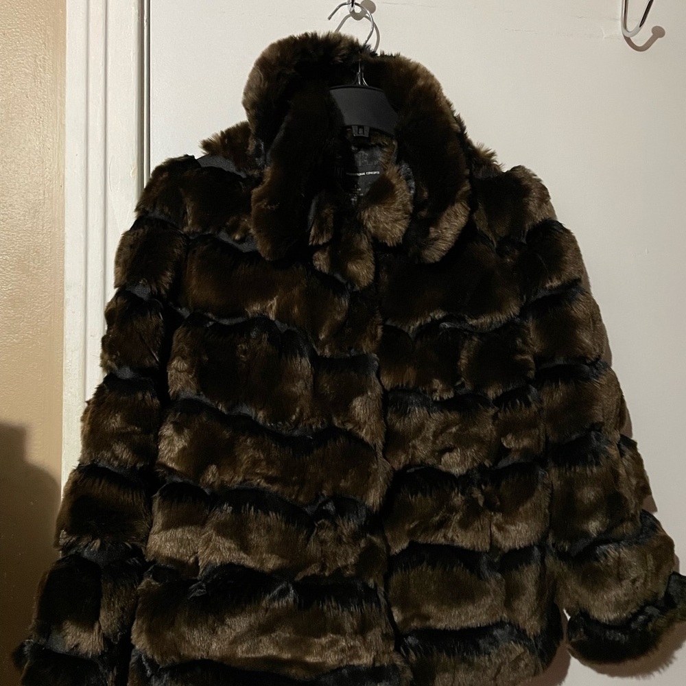 INC International Concepts Dark Brown Teddy Jacket NWOT